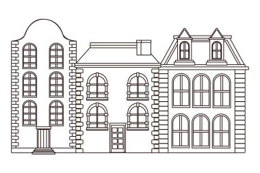 Kentsel binalar ve şehir mimarisi siyah beyaz