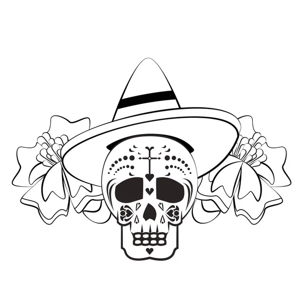 メキシコ文化メキシコフェスティバル漫画黒と白 — ストックベクタ