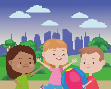 Sevimli mutlu çocuklar eğleniyor