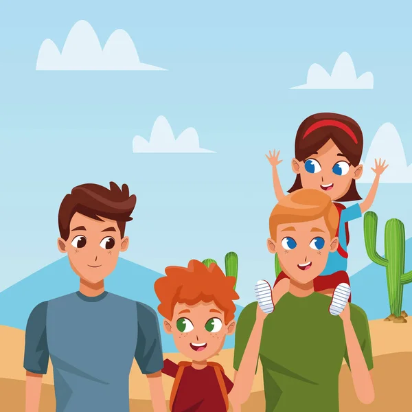 Családi kisgyermekes családok rajzfilm — Stock Vector