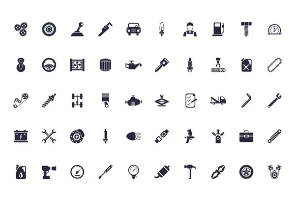 Bundle of mechanic set icons — 스톡 벡터