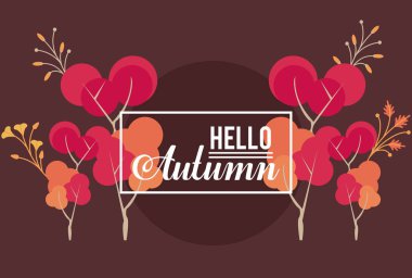 Merhaba, yapraklı sonbahar kartı.