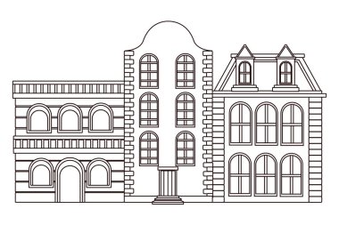 Kentsel binalar ve şehir mimarisi siyah beyaz