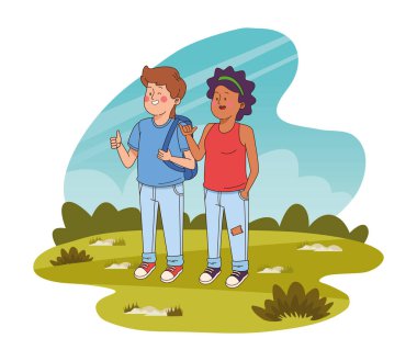 Gençler arkadaşlar gülümseyerek ve tebrik