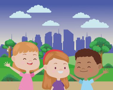 Sevimli mutlu çocuklar eğleniyor