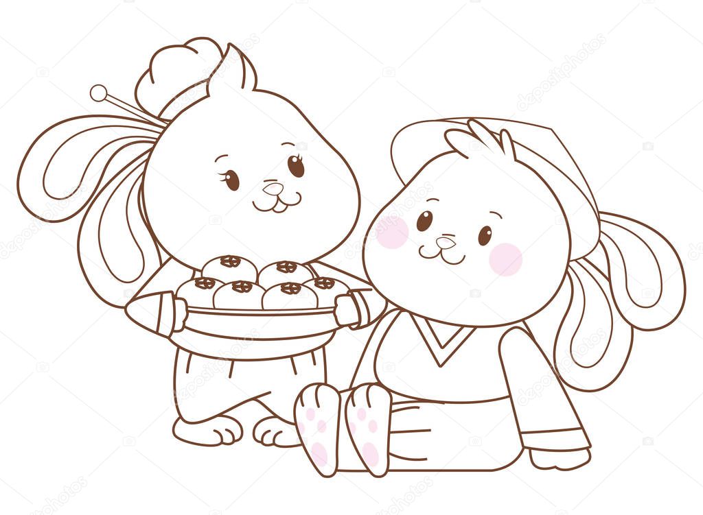 Rabbits In Mid Autumn Festival With Mooncakes Cartoons Vector Illustration Graphic Design Premium Vector In Adobe Illustrator Ai Ai Format Encapsulated Postscript Eps Eps Format