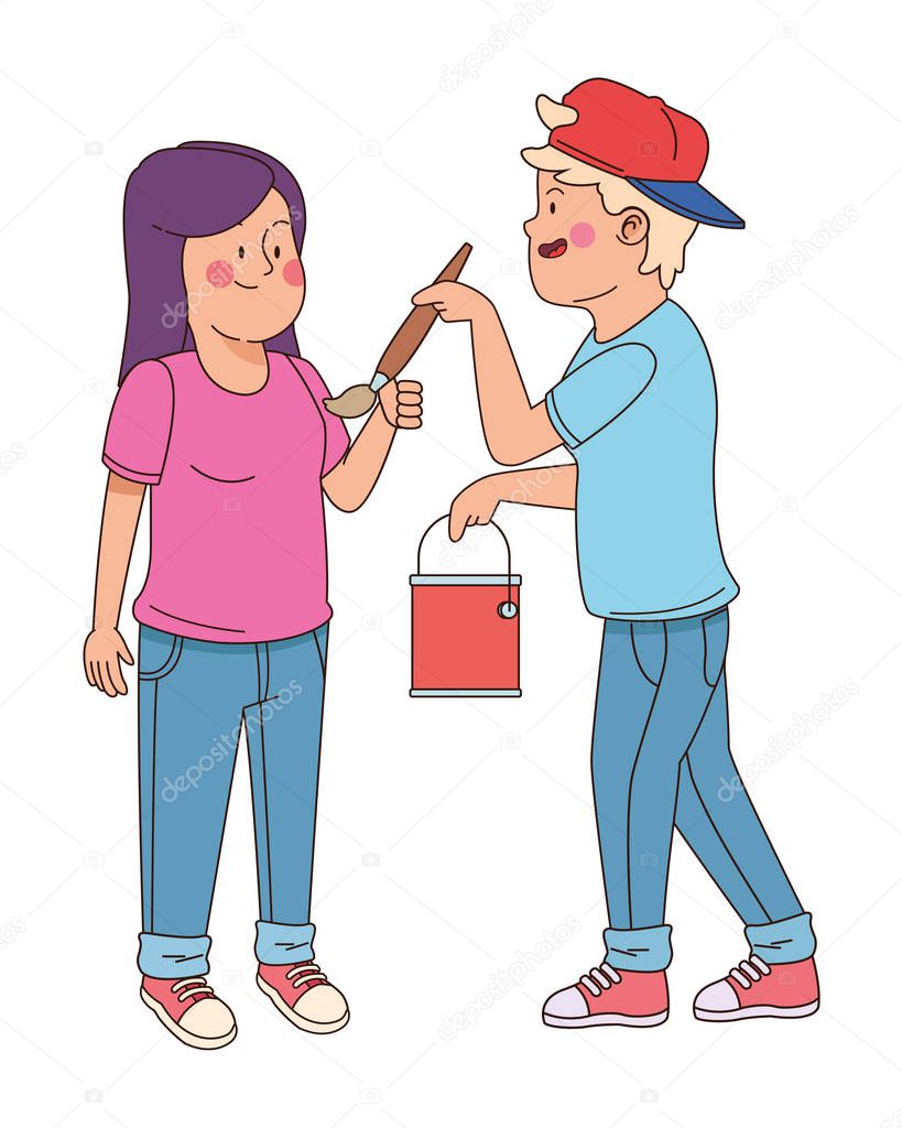 Teenagers friends smiling and having fun cartoon