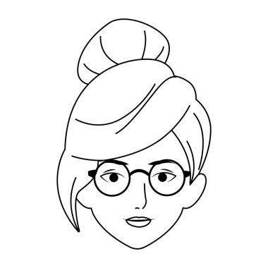 gözlüklü havalı kadın, düz tasarım
