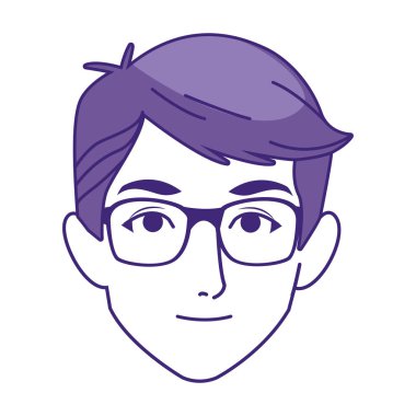 gözlüklü çizgi film adamı, renkli tasarım