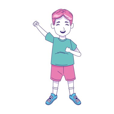 Ayakta duran mutlu çocuk renkli tasarım