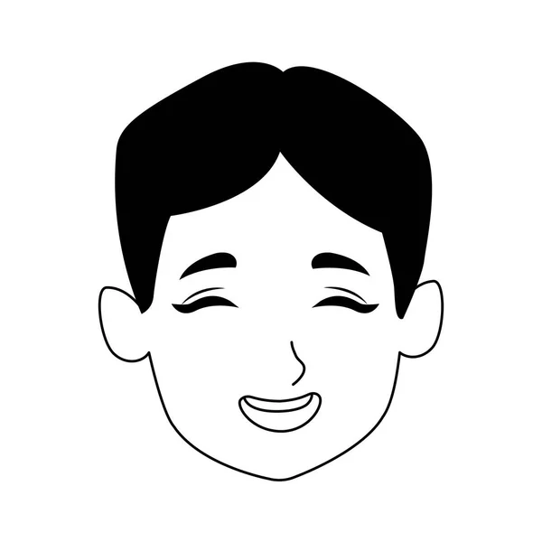 Garçon visage rire icône, plat design — Image vectorielle