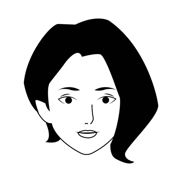 Young woman face icon, flat design — Stock Vector