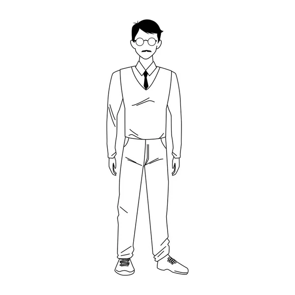Vuxen man med tröja och slips, platt design — Stock vektor