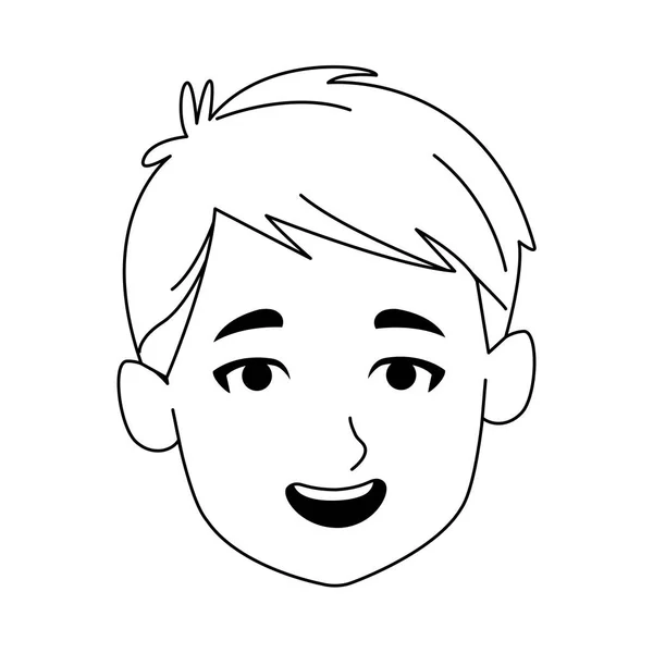 Chłopiec twarz uśmiechnięta ikona, płaski design — Wektor stockowy