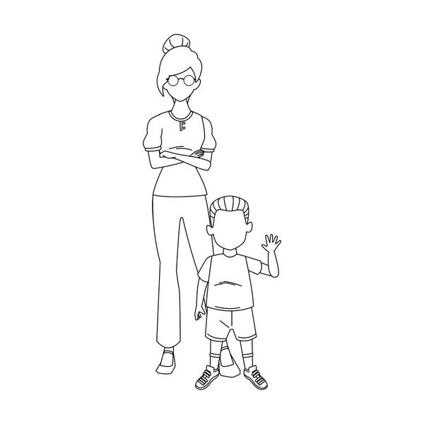 Мати з сином стояча ікона, плоский дизайн — стоковий вектор