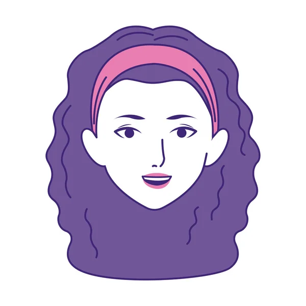 Femme aux cheveux bouclés, design coloré — Image vectorielle