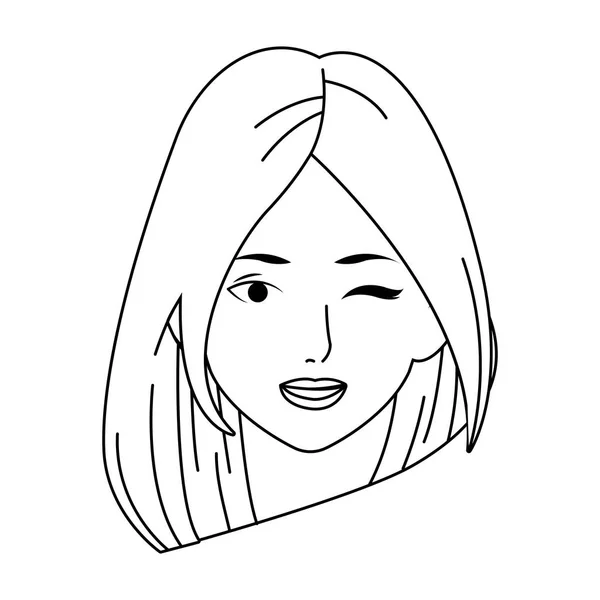 Cartoon beautiful woman face icon — Stock Vector