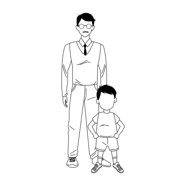 Padre e hijo icono de pie, diseño plano — Archivo Imágenes Vectoriales