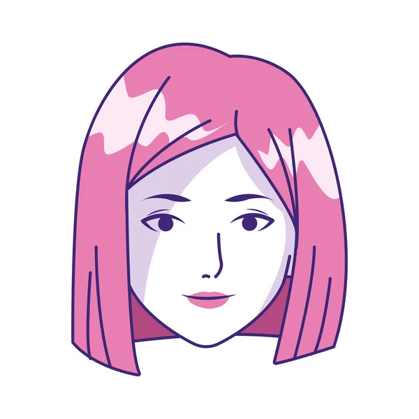Desenho animado ícone de rosto de mulher, design colorido — Vetor de Stock