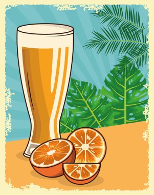 portakal kokteyli ve meyve dilimleri, renkli tasarım.