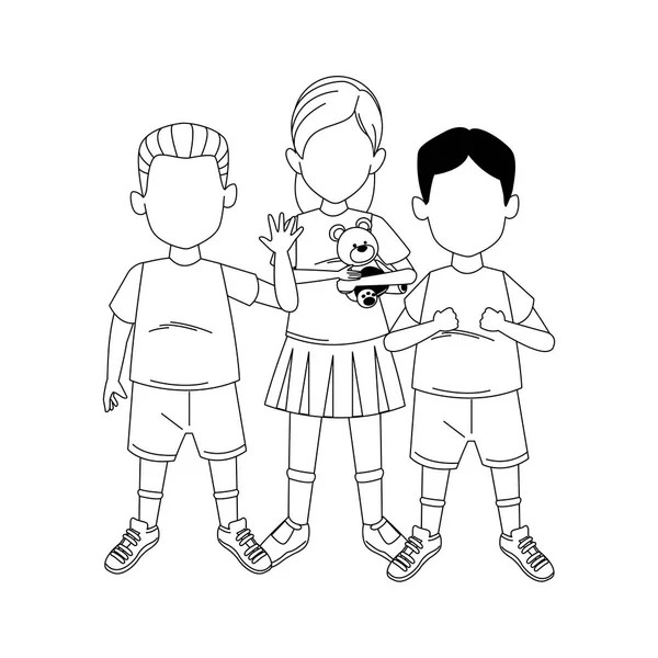 Niños y niñas de pie icono, diseño plano — Vector de stock