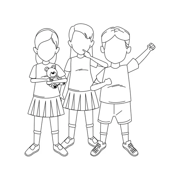 Niños felices de pie icono, diseño plano — Vector de stock