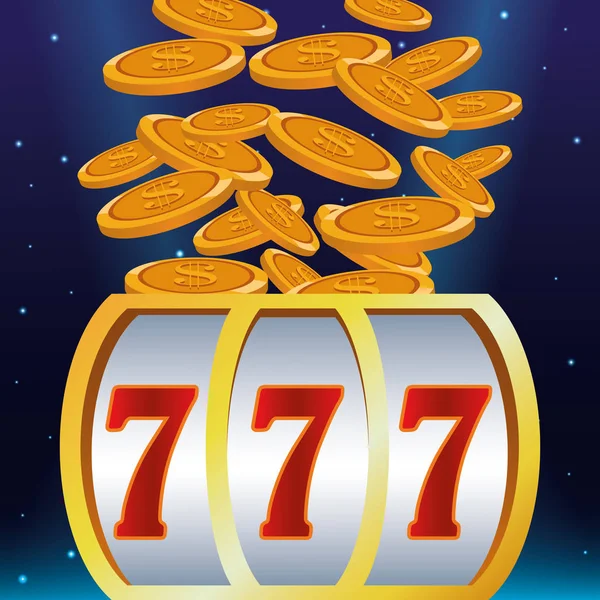 Caindo dinheiro moedas slot machine jogo de apostas casino — Vetor de Stock