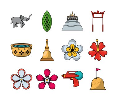 Asyalı set simgeleri demeti