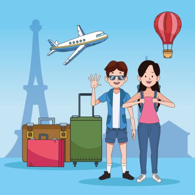 Ünlü karakterlere sahip turist çifti