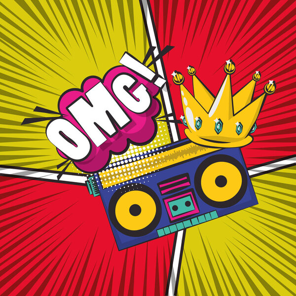 постер поп-арт стиль с радио-плеером
