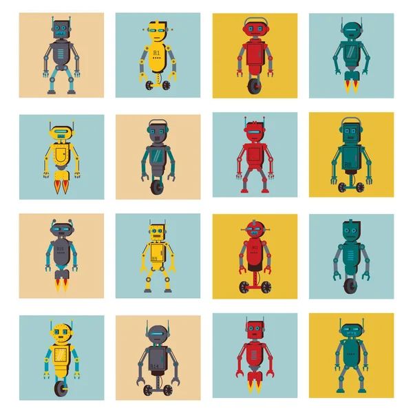 Paquete de robots tecnología establecer iconos — Vector de stock