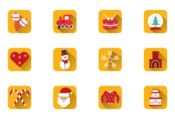 Fascio di felici icone di Natale — Vettoriale Stock
