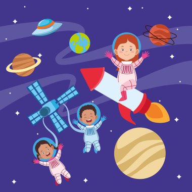 happy children day celebration with kids in the space