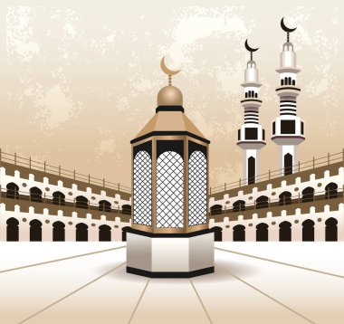 hajj mabrur celebration with mosque scene