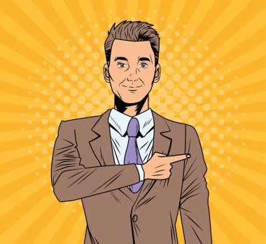 elegant businessman pop art style character