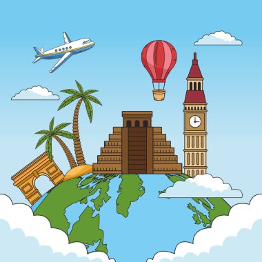 travel around the world with planet clipart