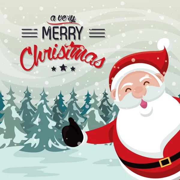 Feliz cartão de Natal alegre com Papai Noel — Vetor de Stock