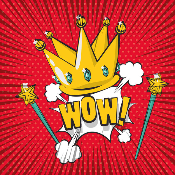 постер поп-арт стиль с короной и палочкой
