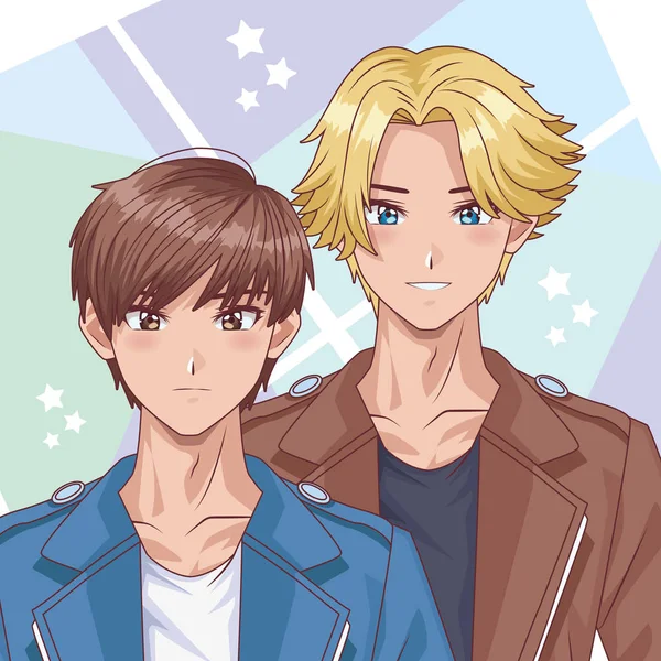 Young boys hentai style characters — 스톡 벡터