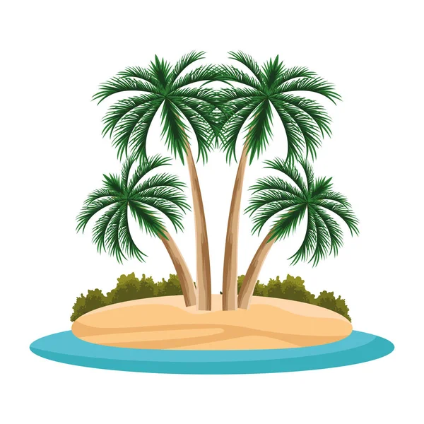 Insel mit Palmen-Ikone, flaches Design — Stockvektor
