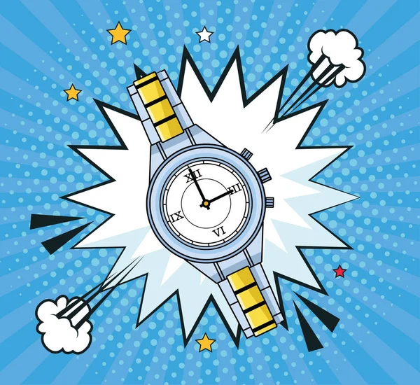 Reloj reloj accesorio pop arte estilo — Vector de stock