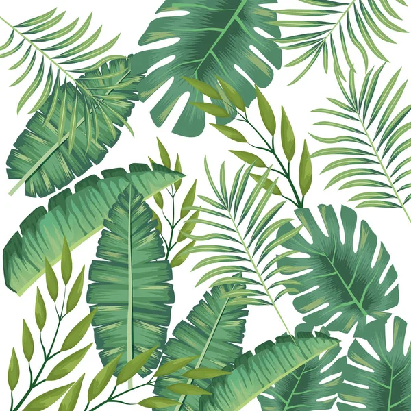 Tropical leafs foliage pattern background — Stock vektor