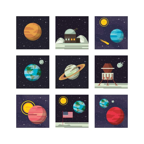 Paquete de iconos de conjunto de espacio — Archivo Imágenes Vectoriales