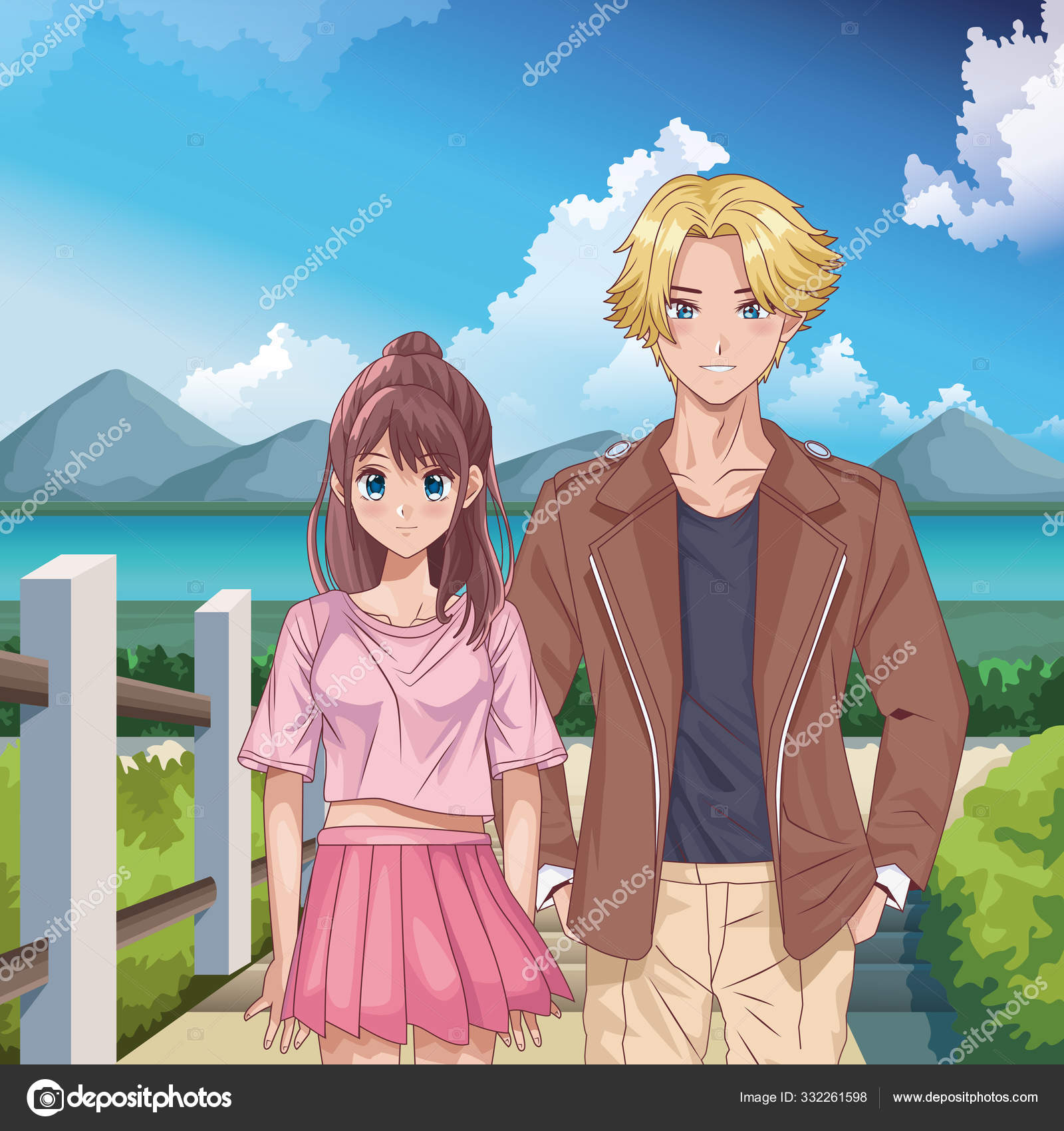 Vektorgrafiken Couple Anime Vektorbilder Couple Anime Depositphotos