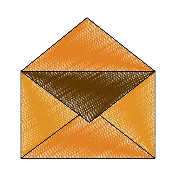 Enveloppe ouverte symbole gribouillage — Image vectorielle