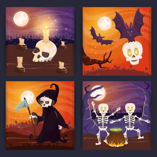 Темные сцены Хэллоуина — стоковый вектор