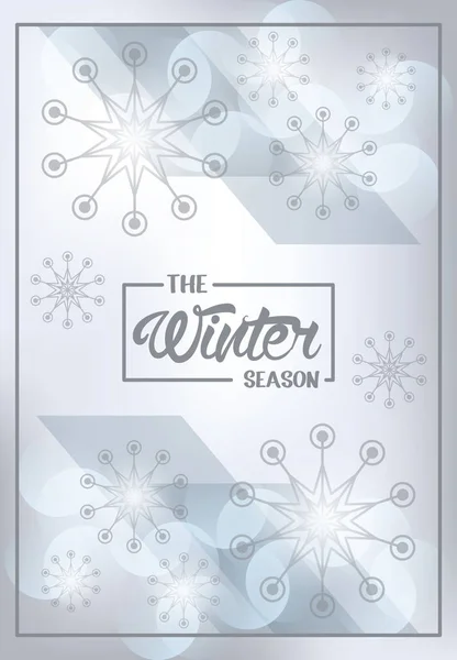 雪の結晶模様の冬のポスターグレー — ストックベクタ