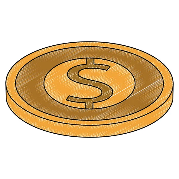 Muntgeld symbool krabbelen — Stockvector
