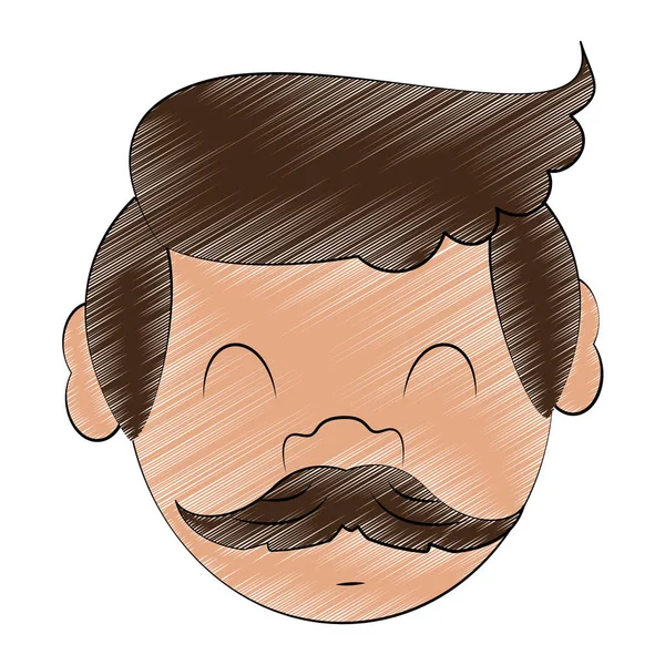 Homme adulte avec moustache gribouillis — Image vectorielle