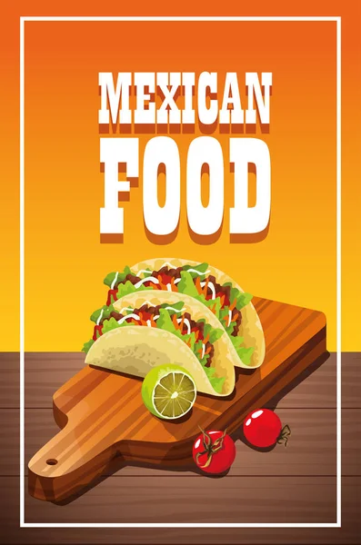 Delizioso cibo messicano con taco — Vettoriale Stock